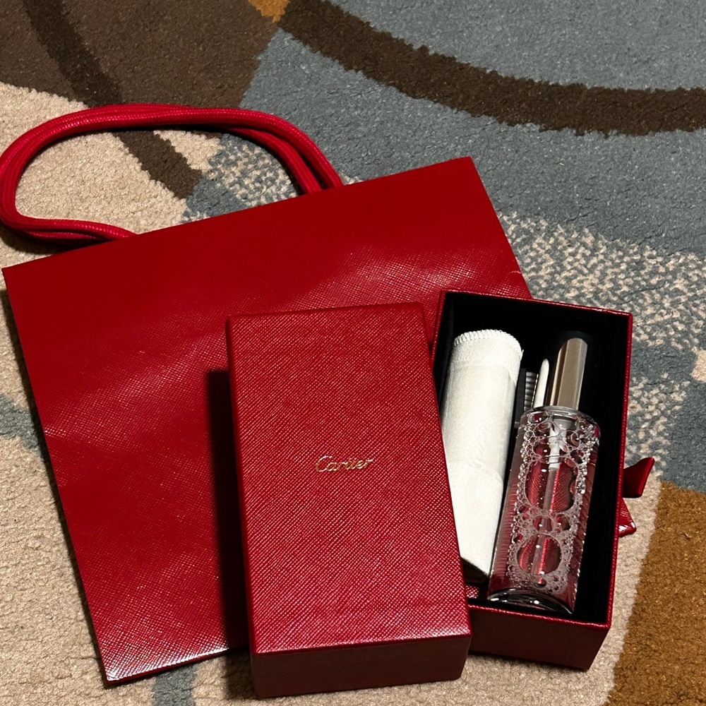 Cartier Red Jewelry Cleaning Set & Paper Bag